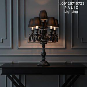 آباژور رومیزی باکارات مشکی 6 شعله