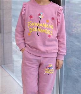 بلوز شلوار طرح گل آستین چین دار سایز 45. 50. 55