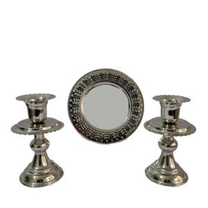 آینه و شمعدان مسی مدل پایه دار کروم کد ZH383 