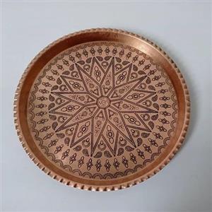 سینی چایخوری مسی گرد طرحدار سایز 2 زنجان