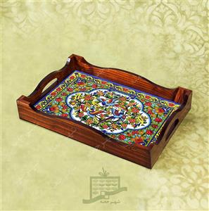 سینی چوبی (طرح A2.2.32)- پذیرایی لاکچری، ضد آب، سنتی، تنقلات، سرو، کاشی
