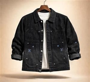 محصول پرمیوم|کت جین مشکی با پترن های لوکس و جذاب با کیفیت استثنایی