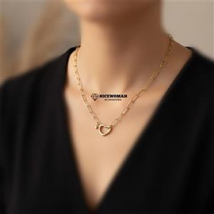 گردنبند زنانه آویز قلب طلایی برند اروپایی Iam ضدحساسیت