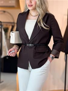 کت کمربندی نورا قهوه ای 121211