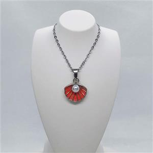 خرید گردنبند صدف صورتی مرواریدی | شاینورا