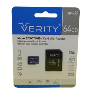 کارت حافظه microSDHC وریتی مدل Final 600X کلاس 10 استاندارد UHS-I U3 سرعت 80MBps ظرفیت 64 گیگابایت به همراه آداپتور SD