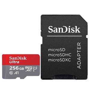 کارت حافظه microSDXC سن دیسک مدل Ultra کلاس10 و A1 استاندارد UHS-I U1 سرعت 100MBps 667X همراه با آداپتور SD ظرفیت 256 گیگابایت