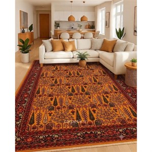 فرش پارچه‌ای مدل فرشینه طرح جنگل سرو کد AR3058801