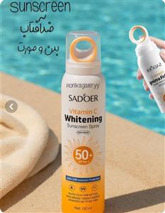 اسپری ضد آفتاب بدون رنگ سادور SPF 50 مدل ویتامین سی محافظ UVA ، UVB و PA مناسب برای انواع پوست حجم 150 میلی لیتر