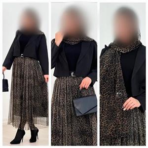 ست کت دامن شال نگارین جنس کرپ مازراتی و تور گیپور