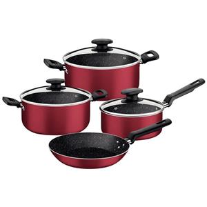 سرویس قابلمه آلومینیومی قرمز ترامونتینا ۷ پارچه با روکش نچسب داخلی و خارجی استارفلون مکس