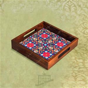 سینی چوبی (طرح B2.2.20) - پذیرایی لاکچری، ضد آب، سنتی، تنقلات، سرو، کاشی