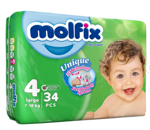 پوشک بچه مولفیکس مدل A10 سایز۴ در مجموعه 34 عددی