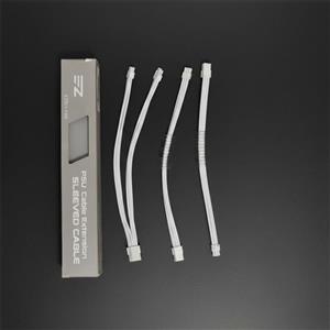 کابل اکستنشن پاور گیمینگ 3 تکه سفید اورجینال برند EZDIY-FAB برای CPU و کارت گرافیک با ظاهر فوق‌مرتب 