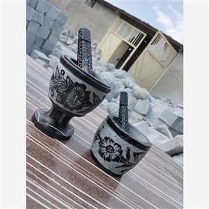 پک هاون سنگی طرح دار پایه دار و بدون پایه