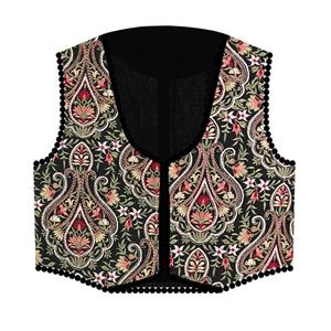 جلیقه رسمی زنانه مدل کتان گلدوزی سنتی کد AK1485