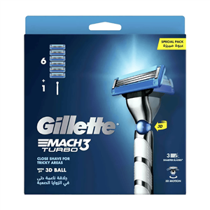 ست دسته و یدک ژیلت Gillette سه لبه مدل Mach 3 Turbo بسته 6 عددی