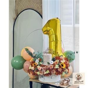 گل و کیک برای تولد کودک 1 ساله 4171 | کد: ZNB-QOY