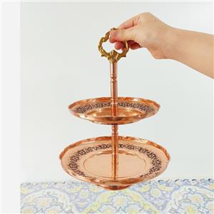 شیرینی خوری مسی 2 طبقه گلبرگ نانو ارسال رایگان