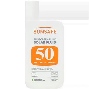 ضد آفتاب سولار فلوئید بی رنگ سان سیف | مناسب پوست چرب، حساس و مستعد جوش SPF50
