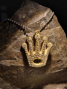 پلاک استیل طرح رولکس نگین دار رنگ طلایی