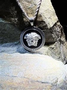 پلاک استیل طرح ورساچ قطر 4 رنگ سیلور مشکی