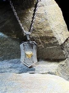 پلاک استیل ورساچ چند ظلعی رنگ سیلور