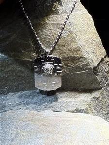 پلاک استیل طرح ورساچ مستطیلی رنگ سیلور