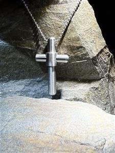 پلاک استیل طرح صلیب برجسته گرد رنگ سیلور