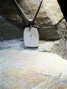 پلاک استیل طرح صلیب مستطیل رنگ سیلور