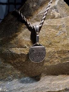 پلاک استیل طرح راکت بدمینتون رنگ سیلور