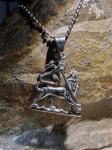 پلاک استیل طرح شیر و نیزه رنگ سیلور