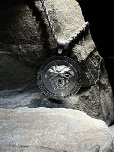 پلاک استیل طرح ورساچ قطر 3.5 رنگ سیلور