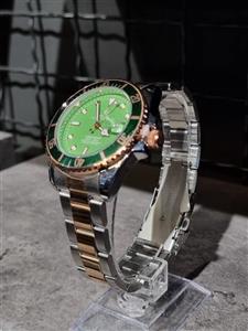 ساعت فلزی برند ROLEX رنگ نقره ای طلایی/ صفحه سبز