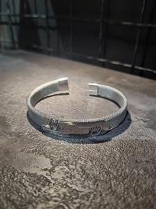 دستبند استیل ROLEX طرح دار رنگ سیلور کد 12540