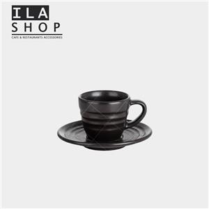 فنجان اسپرسو مشکی رینگ دار شش عددی ایلا