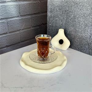 ست استکان و نعلبکی 12 پارچه کمر باریک طرح سزار برند دلی گلس