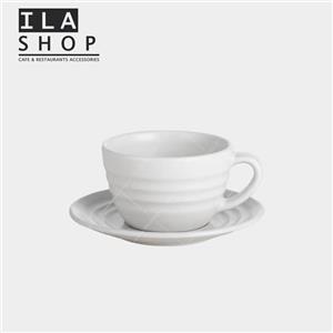 فنجان لاته سفید رینگ دار شش عددی ایلا