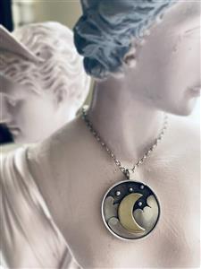 گردنبند نقره ماه و ابر 