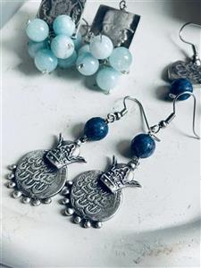 گوشواره نقره سکه با تاج 