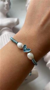 دستبند نقره قلب میناکاری 