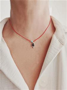 گردنبند نقره مینیمال قارچ میناکاری 