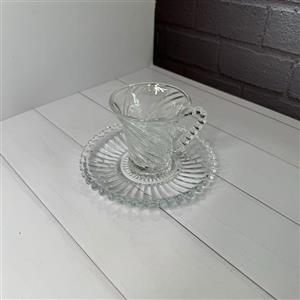 ست 6 نفره استکان و نعلبکی طرح خطی دسته منجوق آنجل