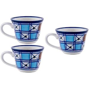 فنجان چینی میبد مروارید مدل شطرنجی بسته 3 عددی
