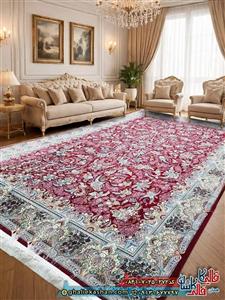 فرش 700 شانه طرح افشان آترین رنگ قرمز روناسی کاشان