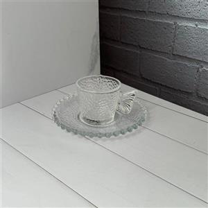 ست 6 نفره استکان و نعلبکی طرح یخی دسته پروانه ای آنجل