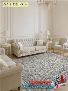 فرش 1200 شانه طرح افشان آوینا رنگ کرم گل برجسته کاشان