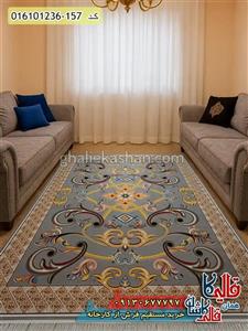 فرش 1200 شانه طرح اورانوس رنگ طوسی نقره ای کاشان