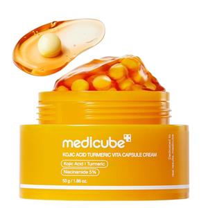 کرم کپسولی کوجیک اسید و زردچوبه مدی کیوب روشن کننده و تسکین دهنده قوی پوست Medicube Kojic Acid Turmeric Vita Capsule Cream
