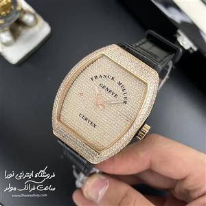 ساعت فرانک مولر تمام نگین رزگلد بند مشکی Frank Muller CurveX